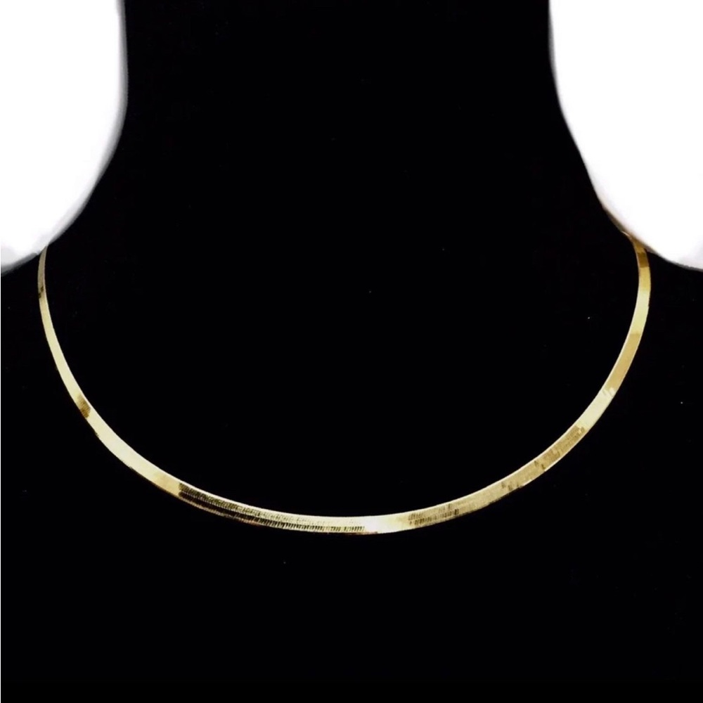 14k go Sterling Silver Herringbone Necklace